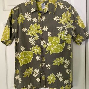 Old Navy Men's Floral Shirt - Green and Gray